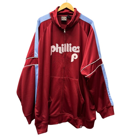 Majestic Other - Philadelphia Phillies Majestic Track Jacket Mens 6X Cooperstown Collection VTG